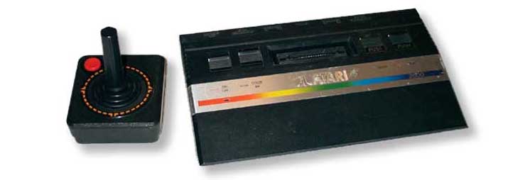 The Atari 2600 gaming console with joystick.