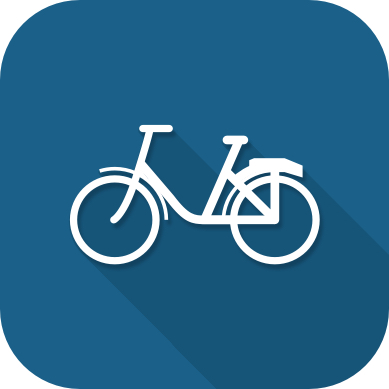 The Barclays Bikes app icon. This shows the Barclays logo followed by a side on representation of the Barclays bikes underneath the logo.