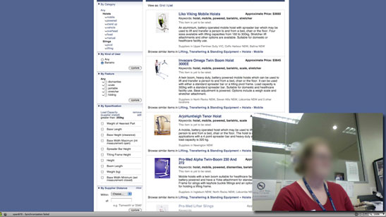 Screenshot of an anonymous participant evaluating the interactive prototype of the search page with usability testing.