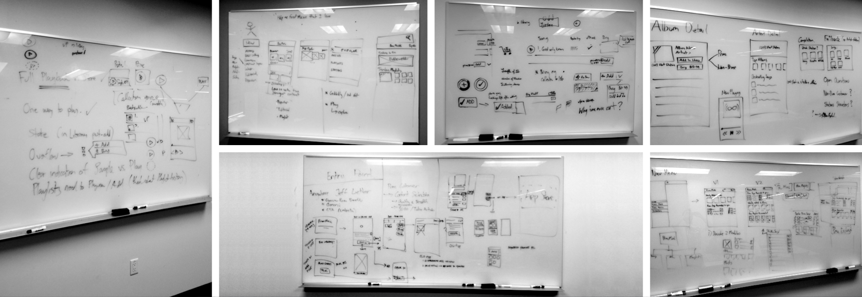 Shows six photos of whiteboard concepts.