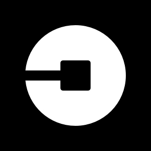 Uber logo with a line and circle representing a map destination.